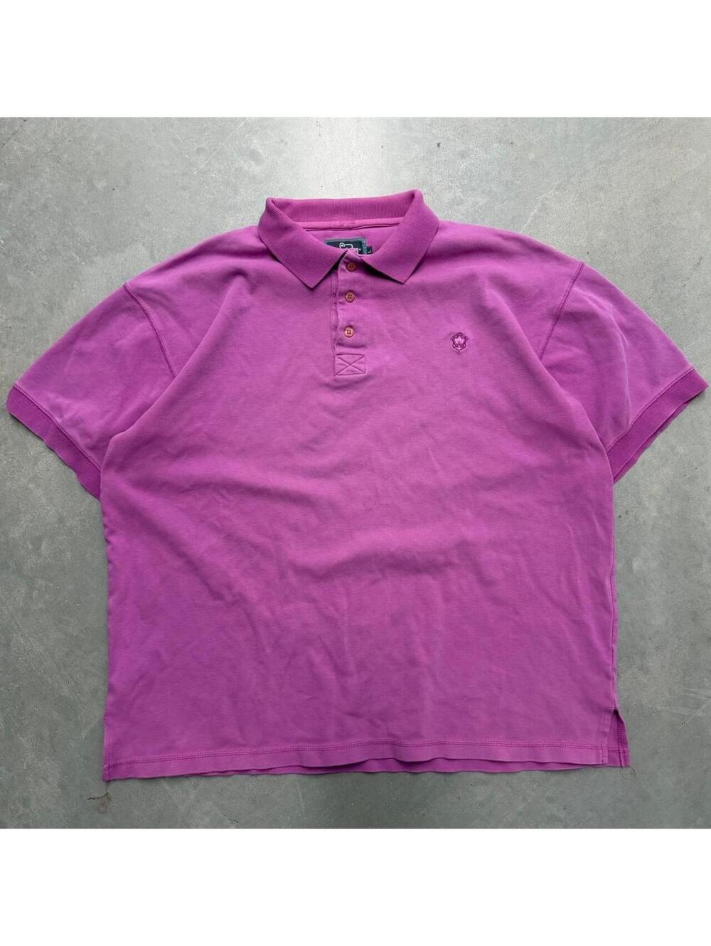Y2K Woolrich Polo Shirt Purple 100% Cotton Logo Men's L
